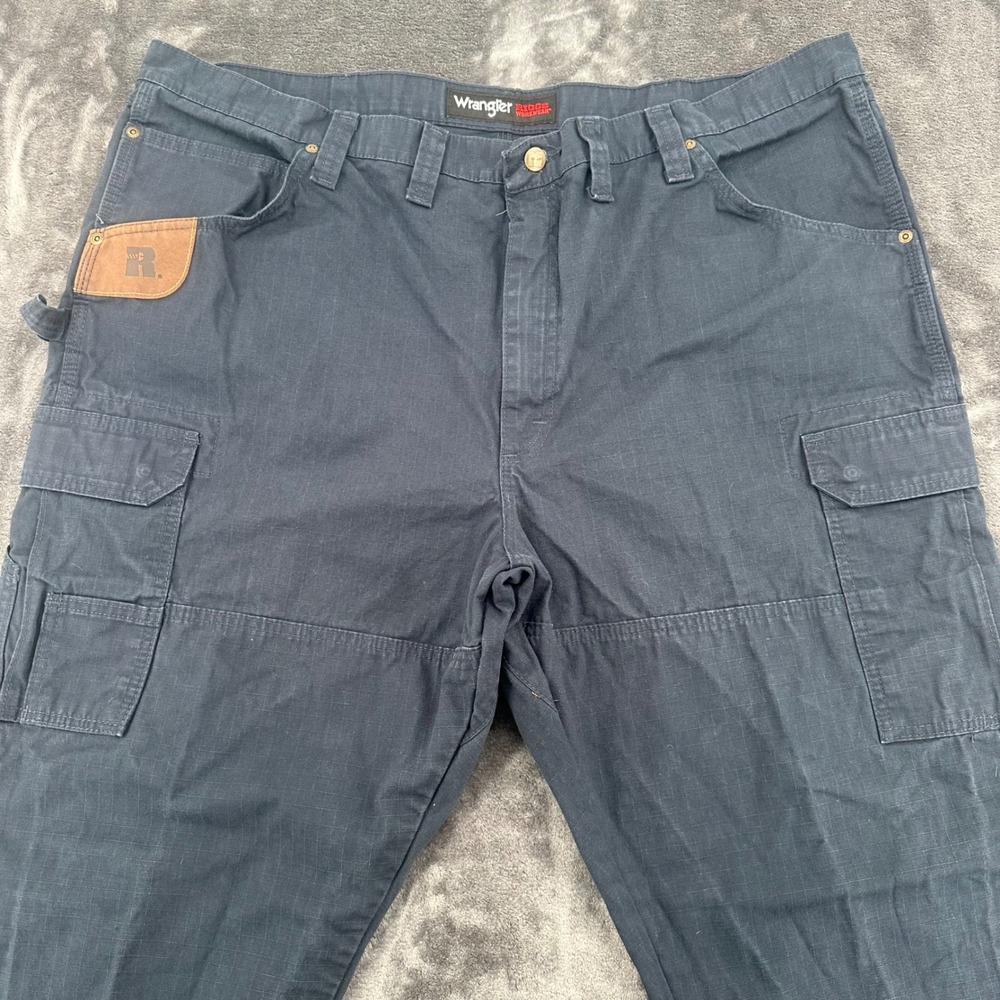 Wrangler Riggs Workwear Mens 44x30 Navy Blue Ripstop Cargo Pants 103W060NY - Picture 4 of 9